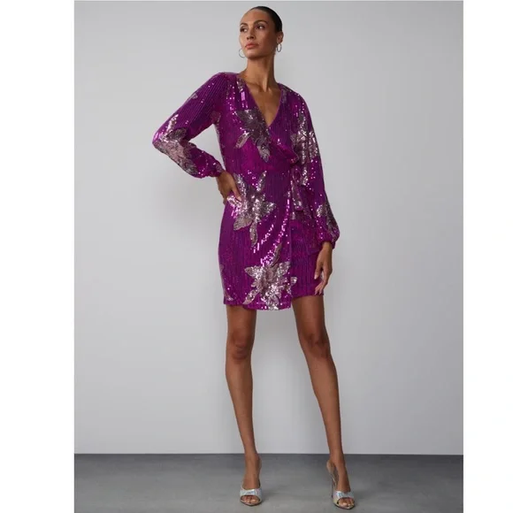 New York & Company | Dresses | New York Company Long Sleeve Sequin Wrap  Dress Size Small | Poshmark
